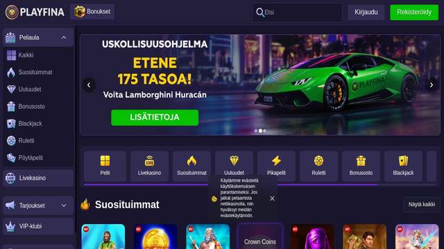 Playfina casino screenshot