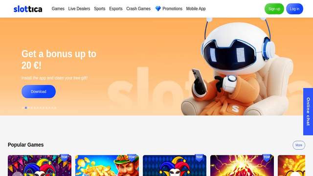 Slottica casino screenshot